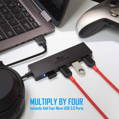 USB Hub 4 Port USB 3.0 Data Hub for Mobile SSD, Macbook, Mac Pro/ Mini, Imac, Chromebook, Surface Pro, USB Flash Drives, Notebook PC, XPS, and More [Ultra Slim]