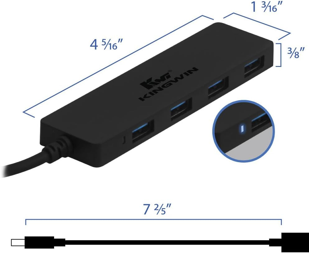 USB Hub 4 Port USB 3.0 Data Hub for Mobile SSD, Macbook, Mac Pro/ Mini, Imac, Chromebook, Surface Pro, USB Flash Drives, Notebook PC, XPS, and More [Ultra Slim]